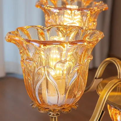 Gold Floral Glass Crystal Chandelier Elegant Design Image - 12