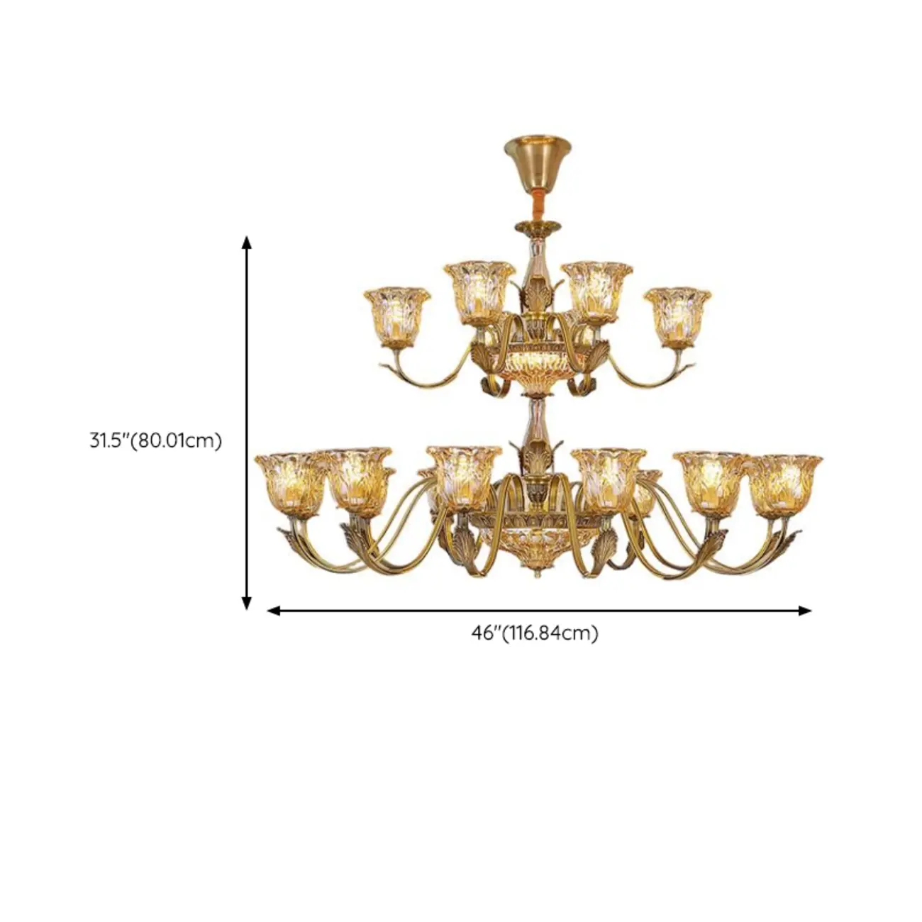Gold Floral Glass Crystal Chandelier Elegant Design #size | homeyfad