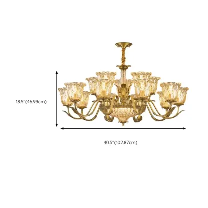 Gold Floral Glass Crystal Chandelier Elegant Design Image - 14