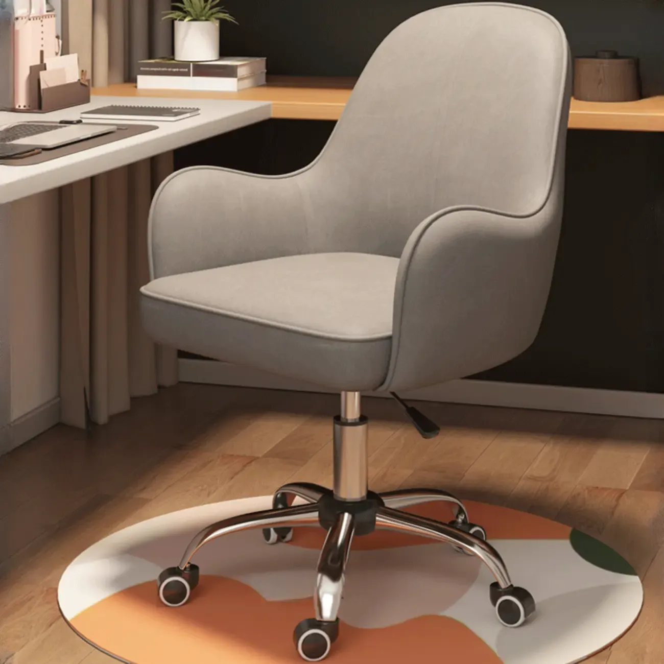 Modern Tech Cloth Upholstered Adjustable Swivel Office Chair Image - 1