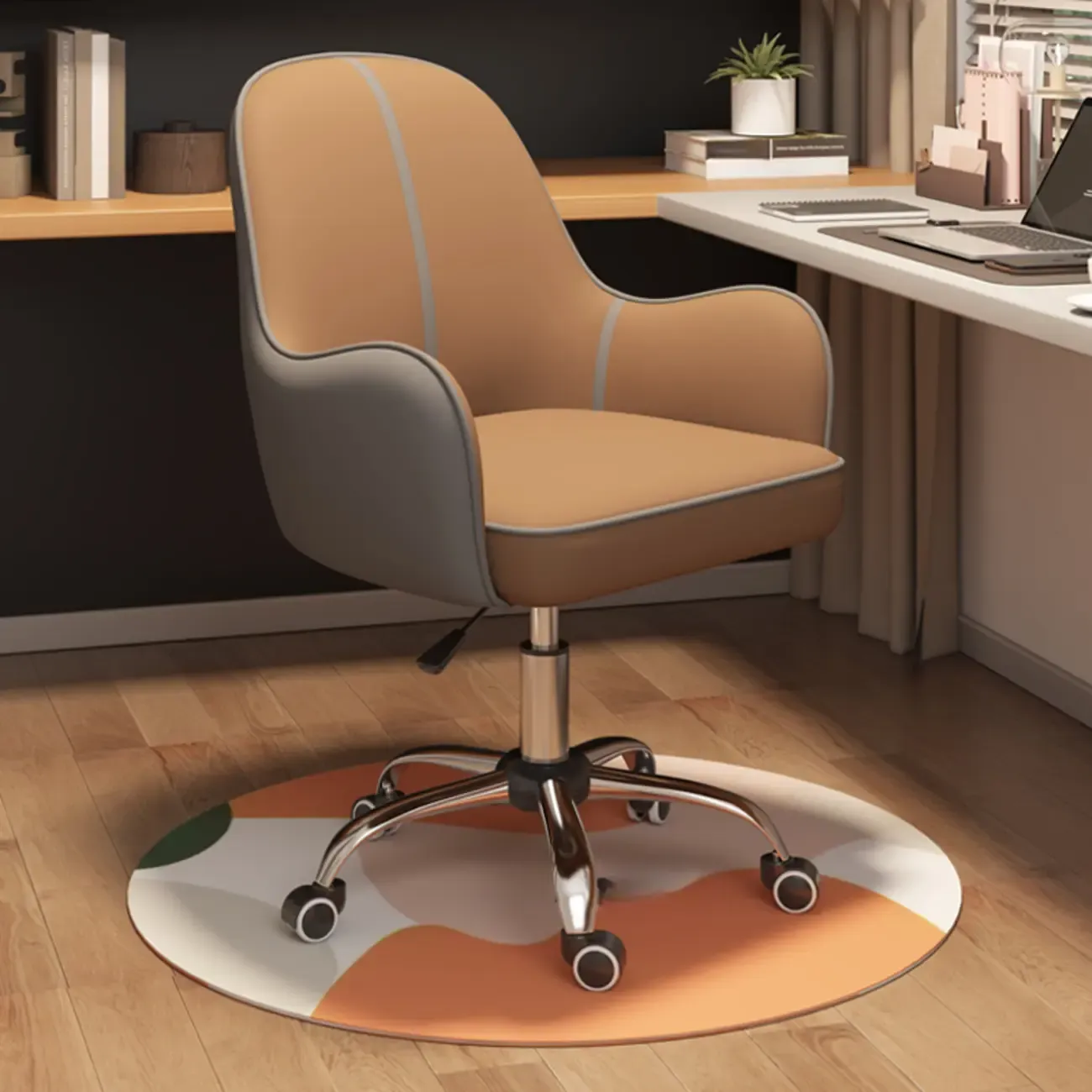 Modern Tech Cloth Upholstered Adjustable Swivel Office Chair Image - 2