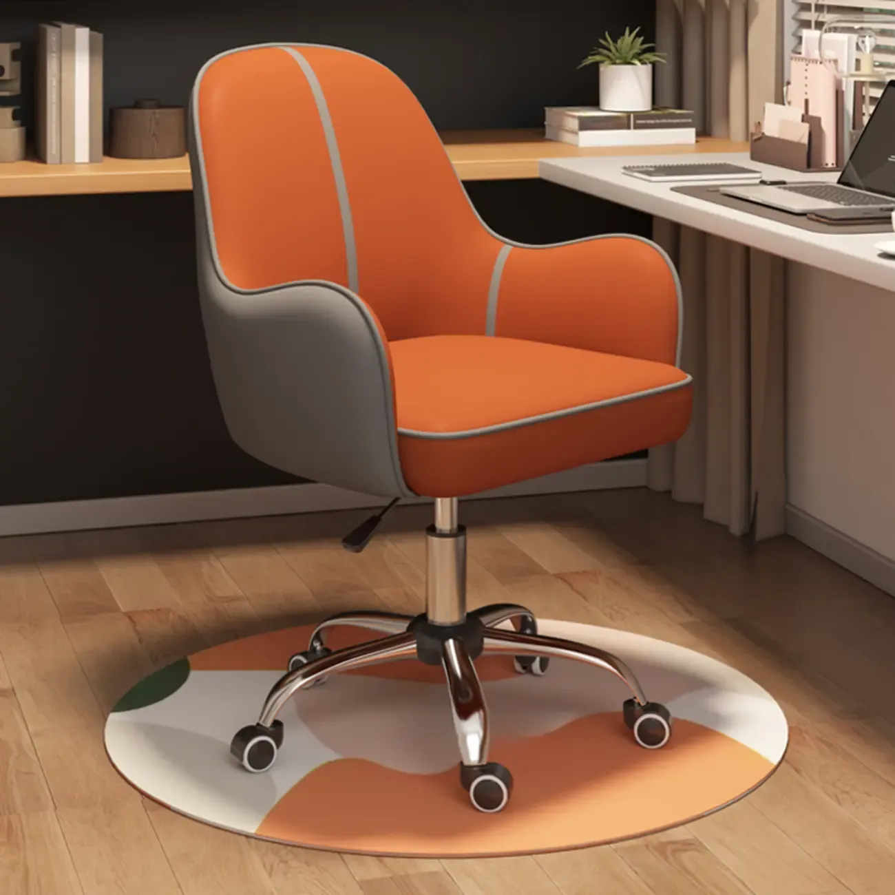 Modern Tech Cloth Upholstered Adjustable Swivel Office Chair Image - 3