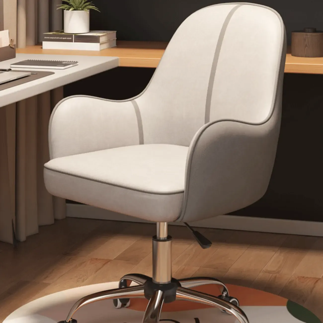 Modern Tech Cloth Upholstered Adjustable Swivel Office Chair Image - 4