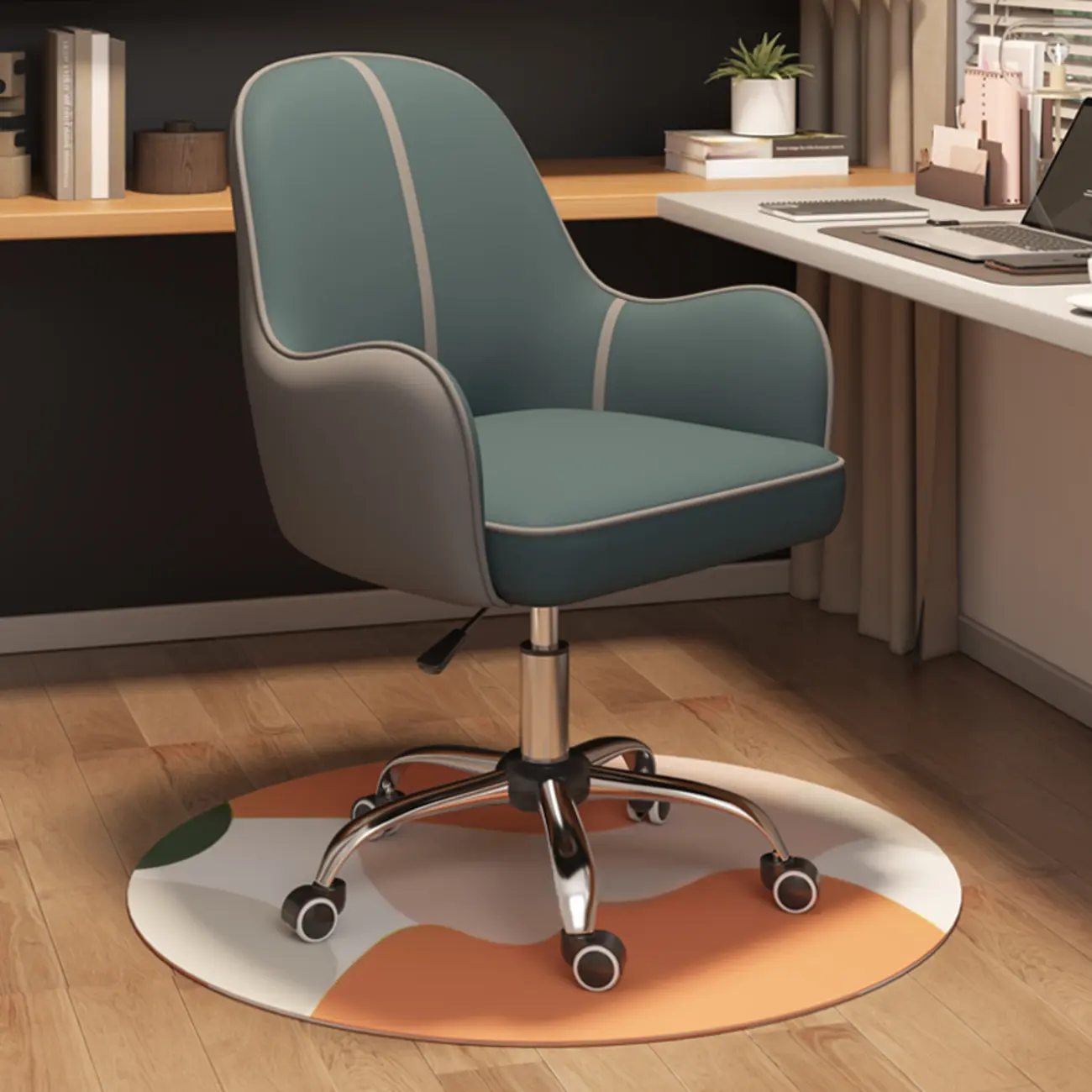 Modern Tech Cloth Upholstered Adjustable Swivel Office Chair Image - 5 | homeyfad