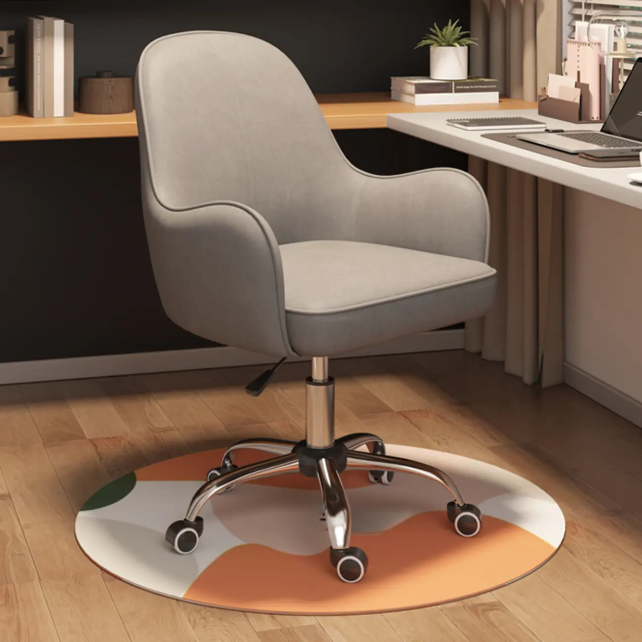 Modern Tech Cloth Upholstered Adjustable Swivel Office Chair Image - 7 | homeyfad