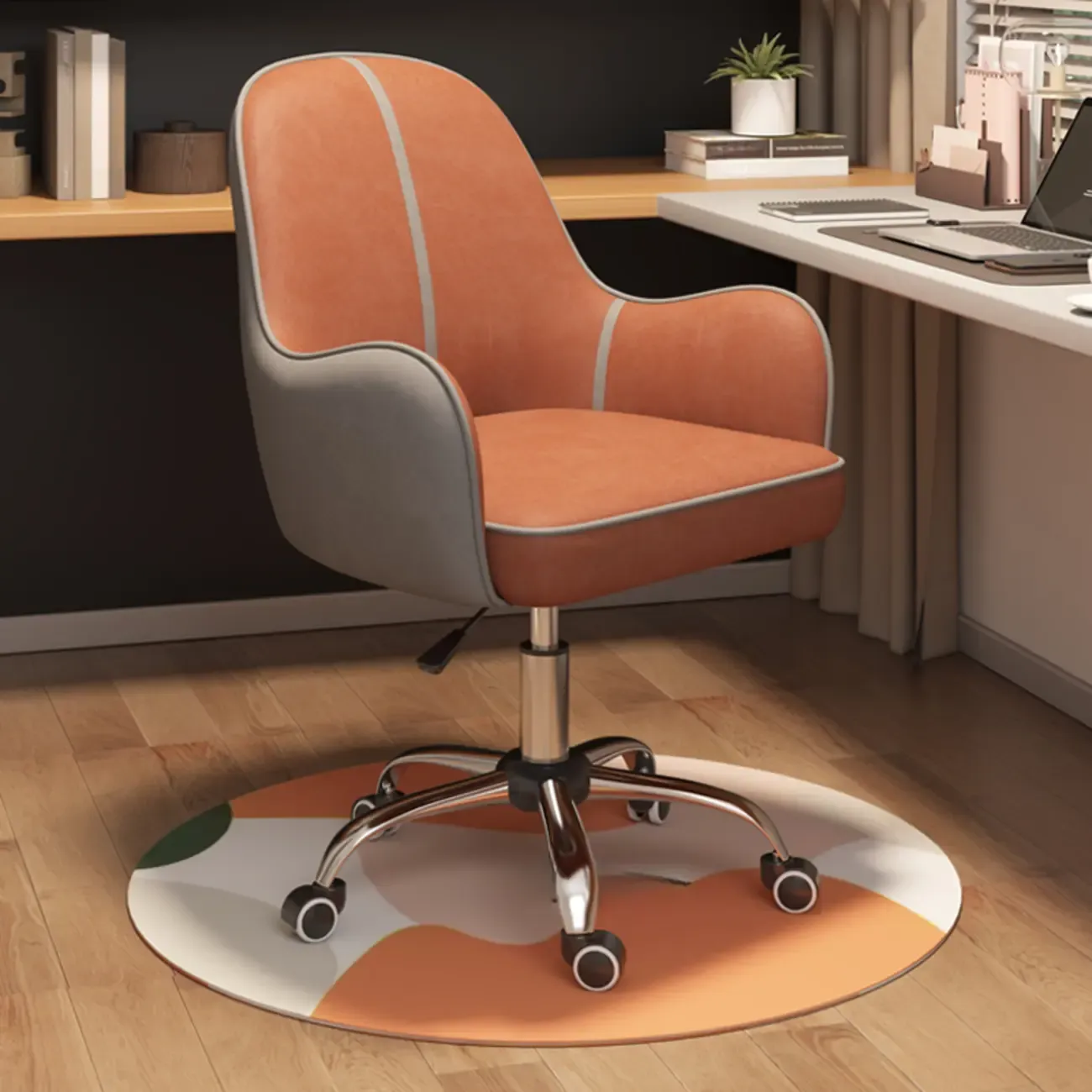 Modern Tech Cloth Upholstered Adjustable Swivel Office Chair Image - 9