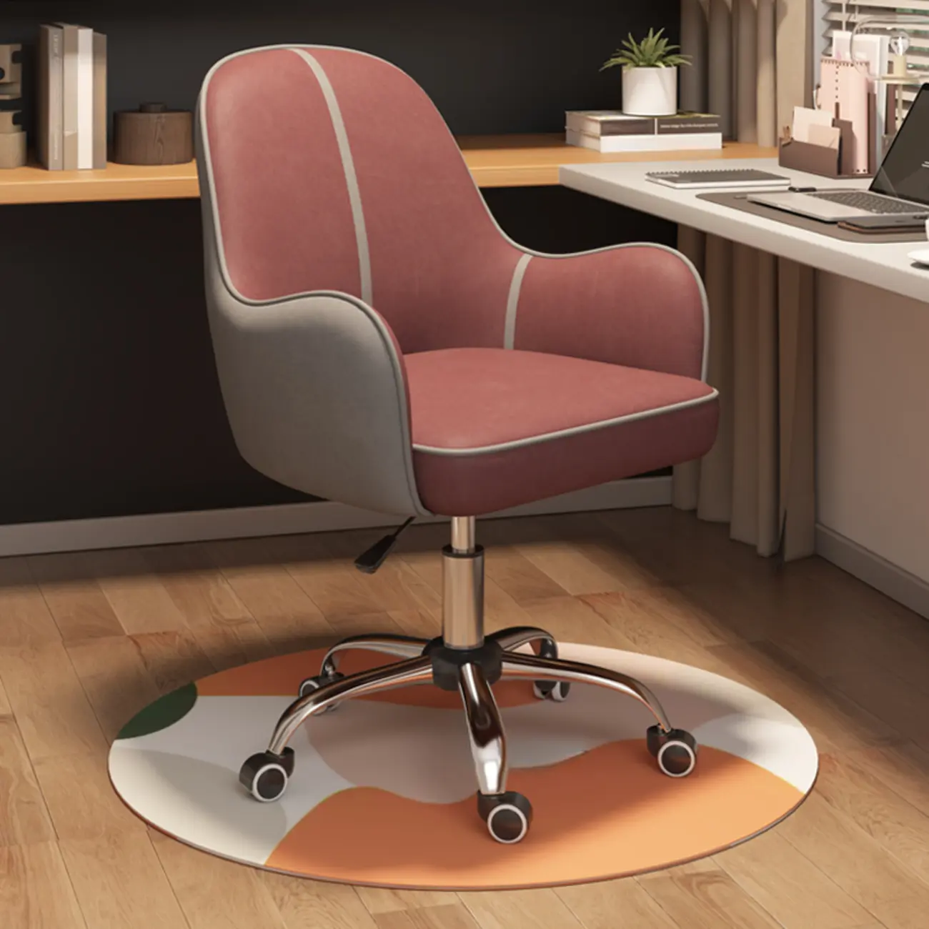 Modern Tech Cloth Upholstered Adjustable Swivel Office Chair Image - 11 | homeyfad