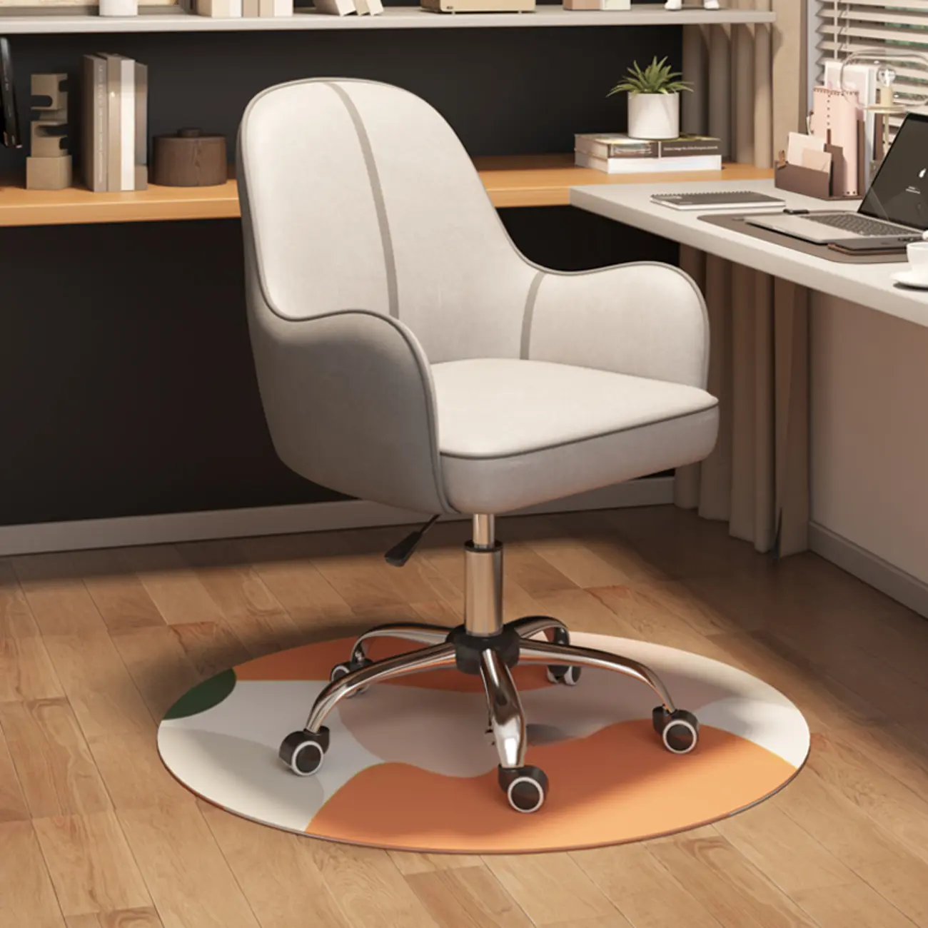 Modern Tech Cloth Upholstered Adjustable Swivel Office Chair Image - 12 | homeyfad