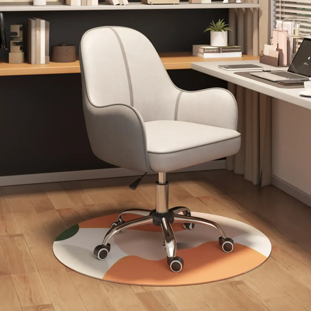 Modern Tech Cloth Upholstered Adjustable Swivel Office Chair Image - 12