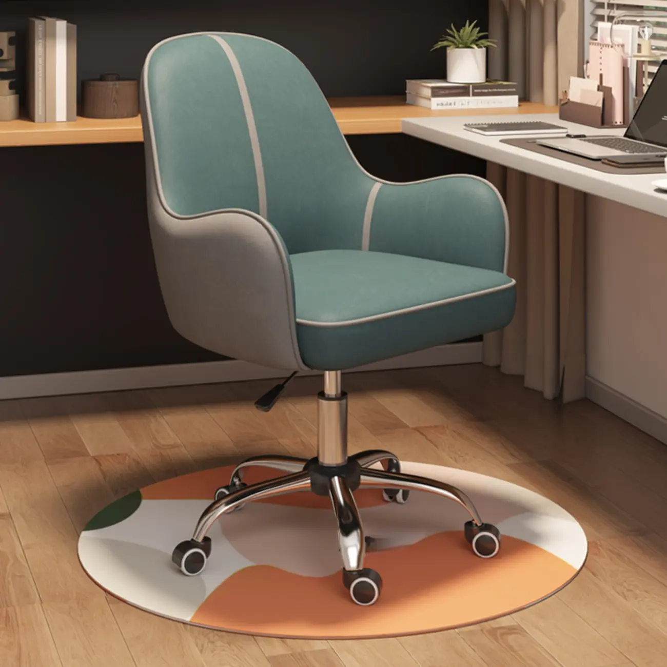 Modern Tech Cloth Upholstered Adjustable Swivel Office Chair Image - 13 | homeyfad