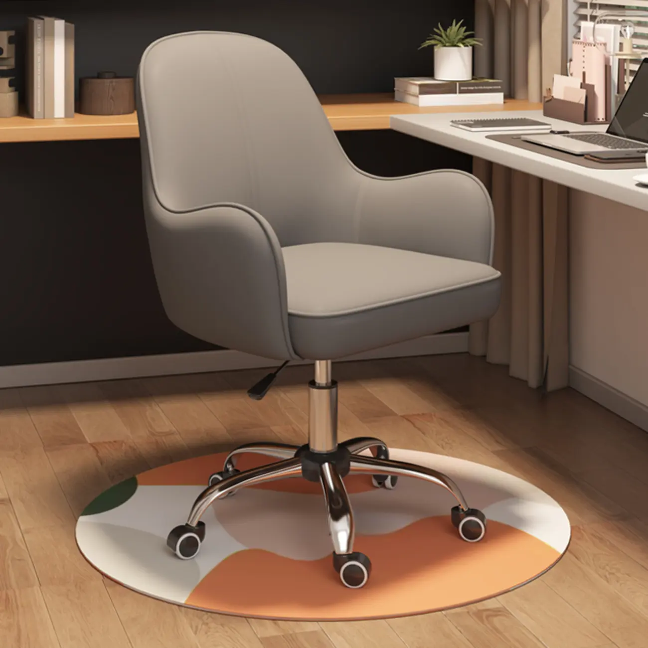 Modern Tech Cloth Upholstered Adjustable Swivel Office Chair Image - 14 | homeyfad