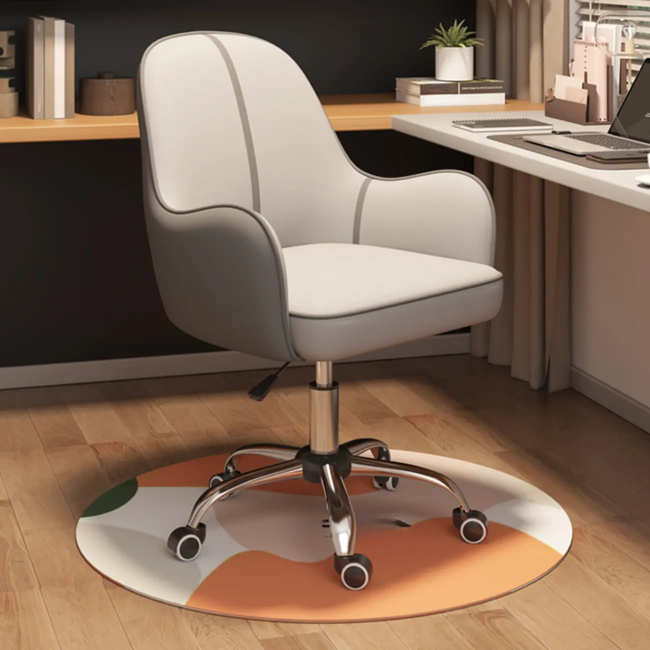 Modern Tech Cloth Upholstered Adjustable Swivel Office Chair Image - 15 | homeyfad