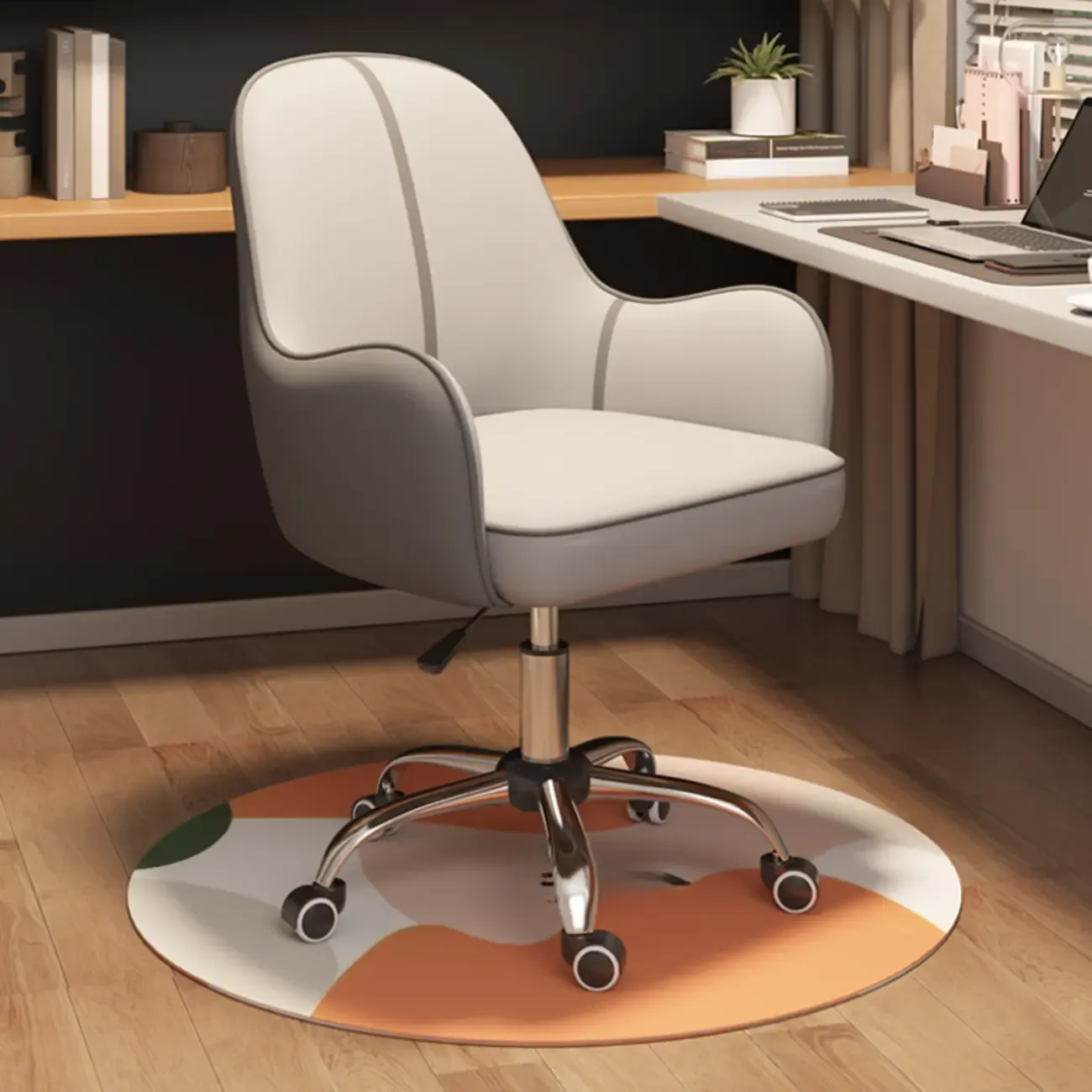 Modern Tech Cloth Upholstered Adjustable Swivel Office Chair Image - 15