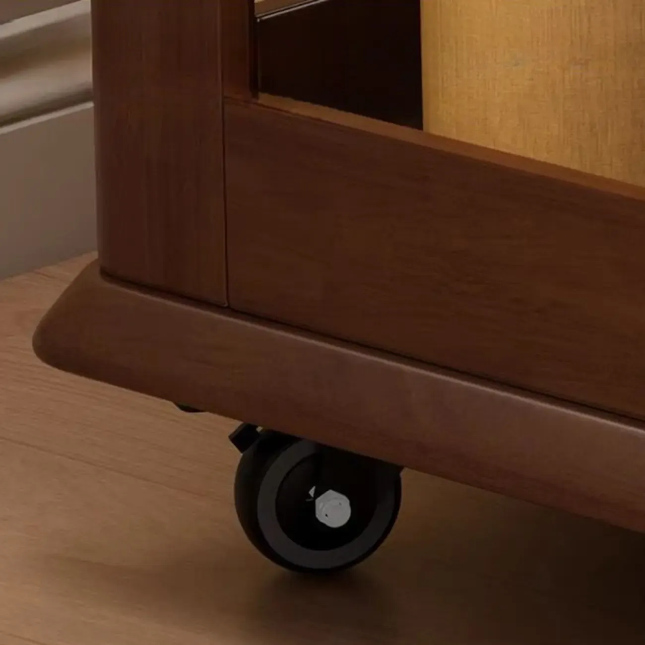 Rolling Open Storage Wooden Side Table Folding Top Image - 11