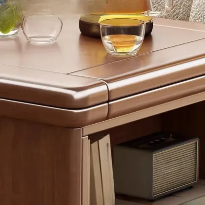 Rolling Open Storage Wooden Side Table Folding Top Image - 12