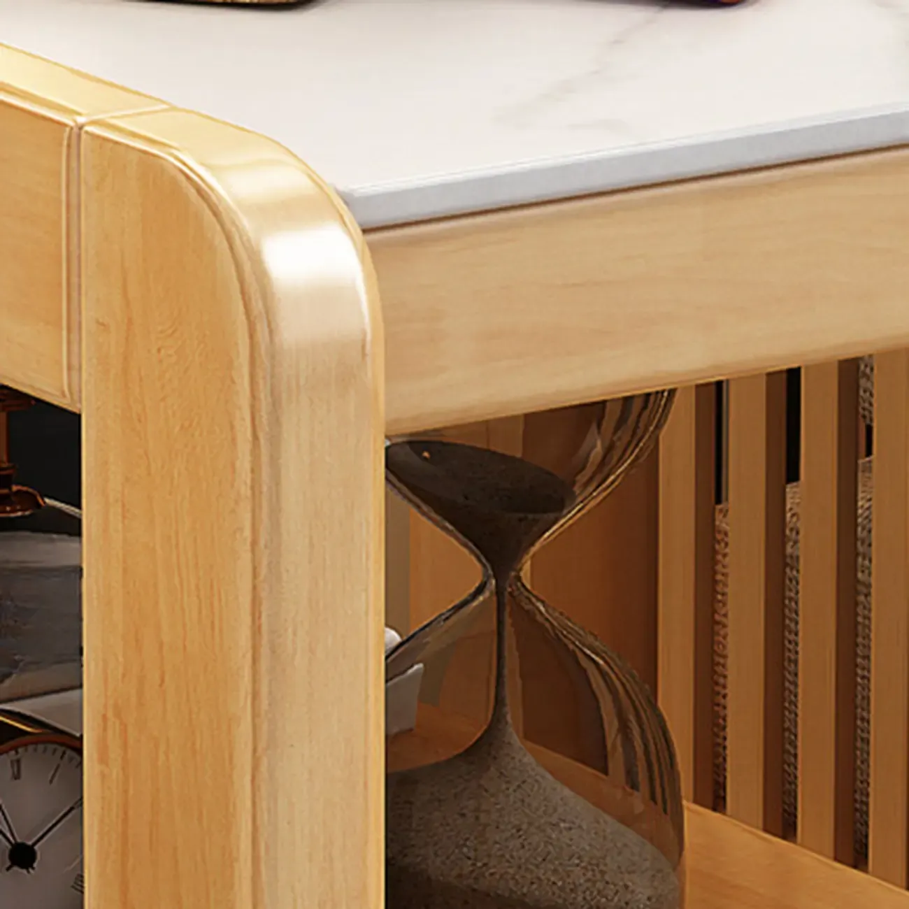 Narrow Sintered Stone Top Wheeled Side Table with Drawers Image - 8