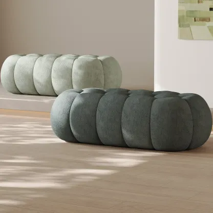 Contemporary Cloud Shaped Upholstered Bedroom Bench Image - 1