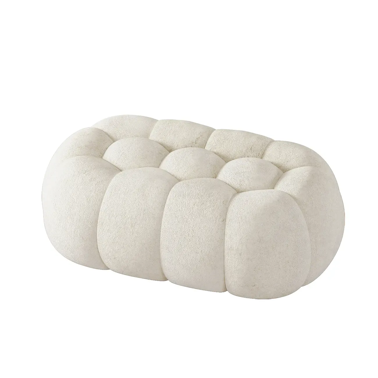 Contemporary Cloud Shaped Upholstered Bedroom Bench Image - 3