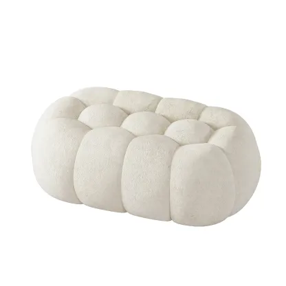 Contemporary Cloud Shaped Upholstered Bedroom Bench Image - 3