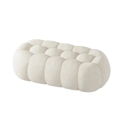 Contemporary Cloud Shaped Upholstered Bedroom Bench Image - 5