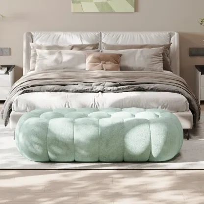 Contemporary Cloud Shaped Upholstered Bedroom Bench Image - 6