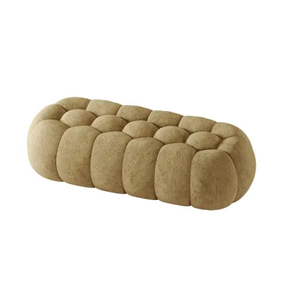 Contemporary Cloud Shaped Upholstered Bedroom Bench Image - 23