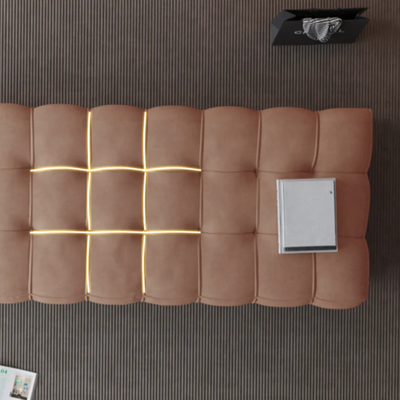 Contemporary Soft Gray Long Upholstered Bedroom Bench Image - 10 | homeyfad