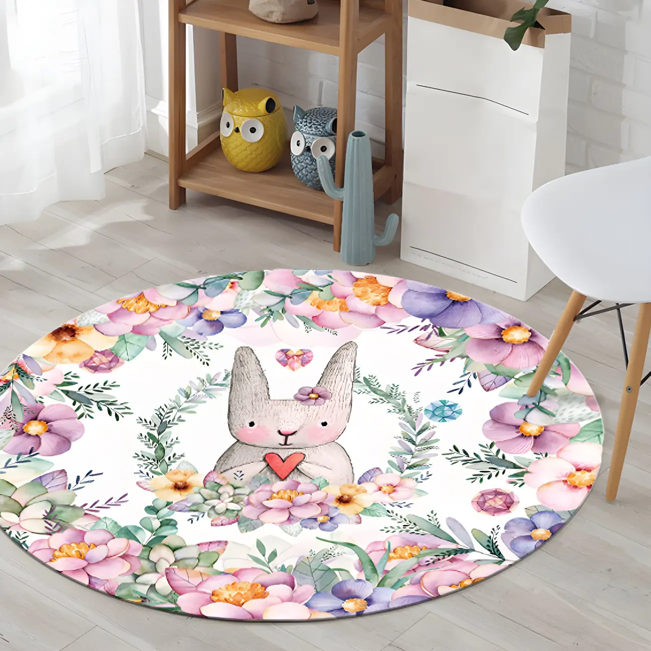 Kids Room Round Polyester Fish Pattern Area Rug Image - 2 | homeyfad