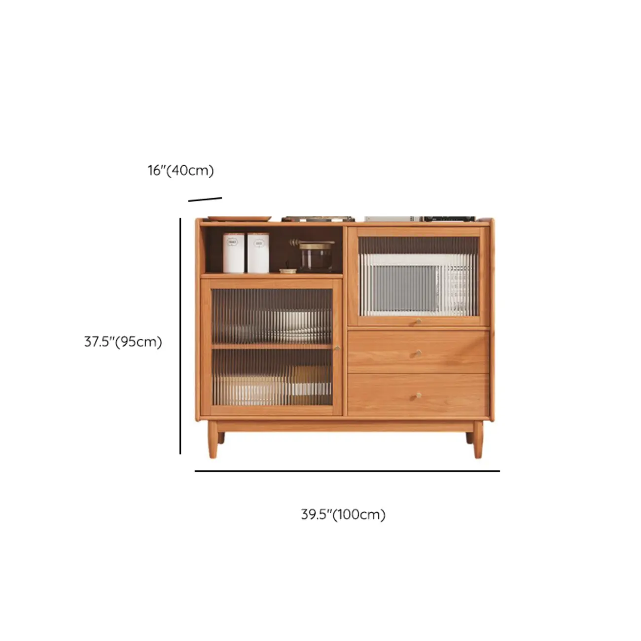 Modern Wood Sideboard with Glass Doors and Drawers #size | homeyfad