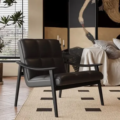 Elegant Genuine/Nappa Leather Mid-Back Accent Chair Image - 6