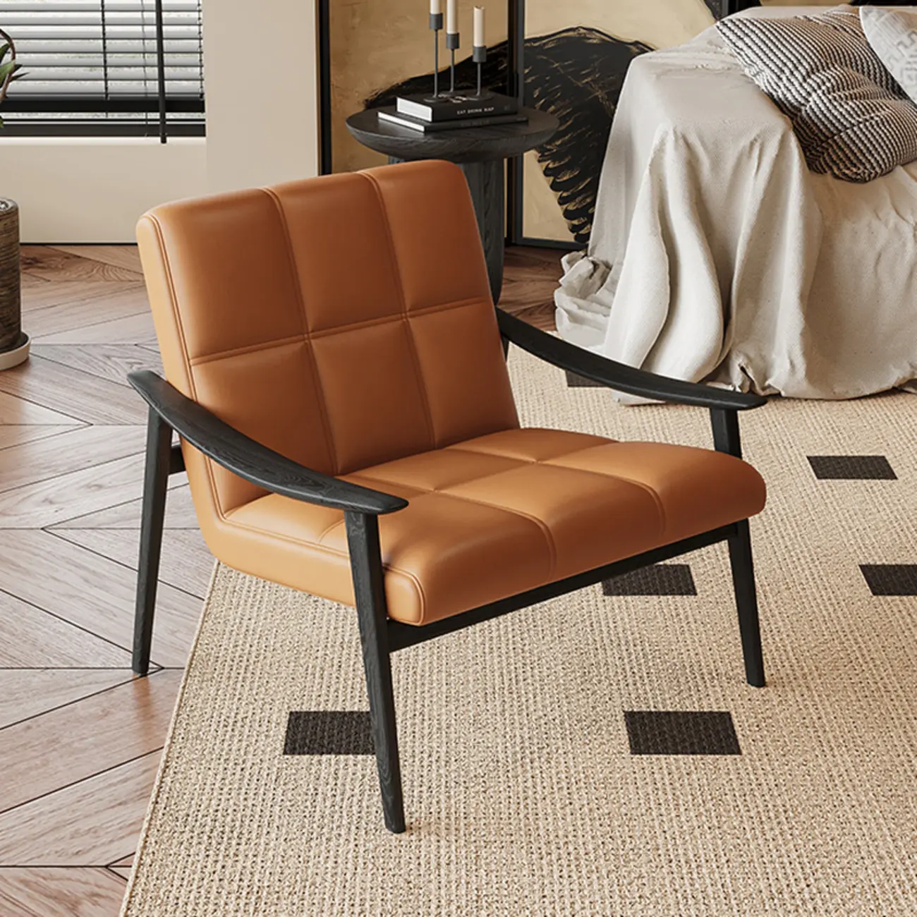 Elegant Genuine/Nappa Leather Mid-Back Accent Chair Image - 7 | homeyfad