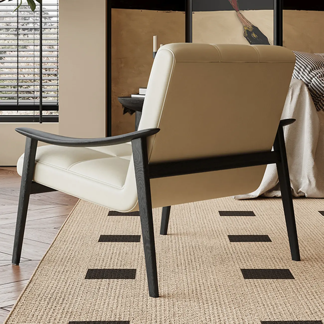 Elegant Genuine/Nappa Leather Mid-Back Accent Chair Image - 8 | homeyfad