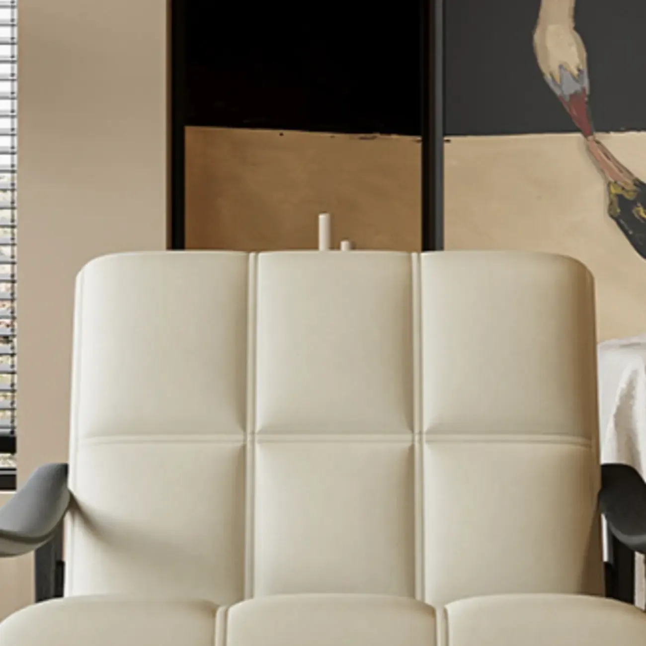 Elegant Genuine/Nappa Leather Mid-Back Accent Chair Image - 9