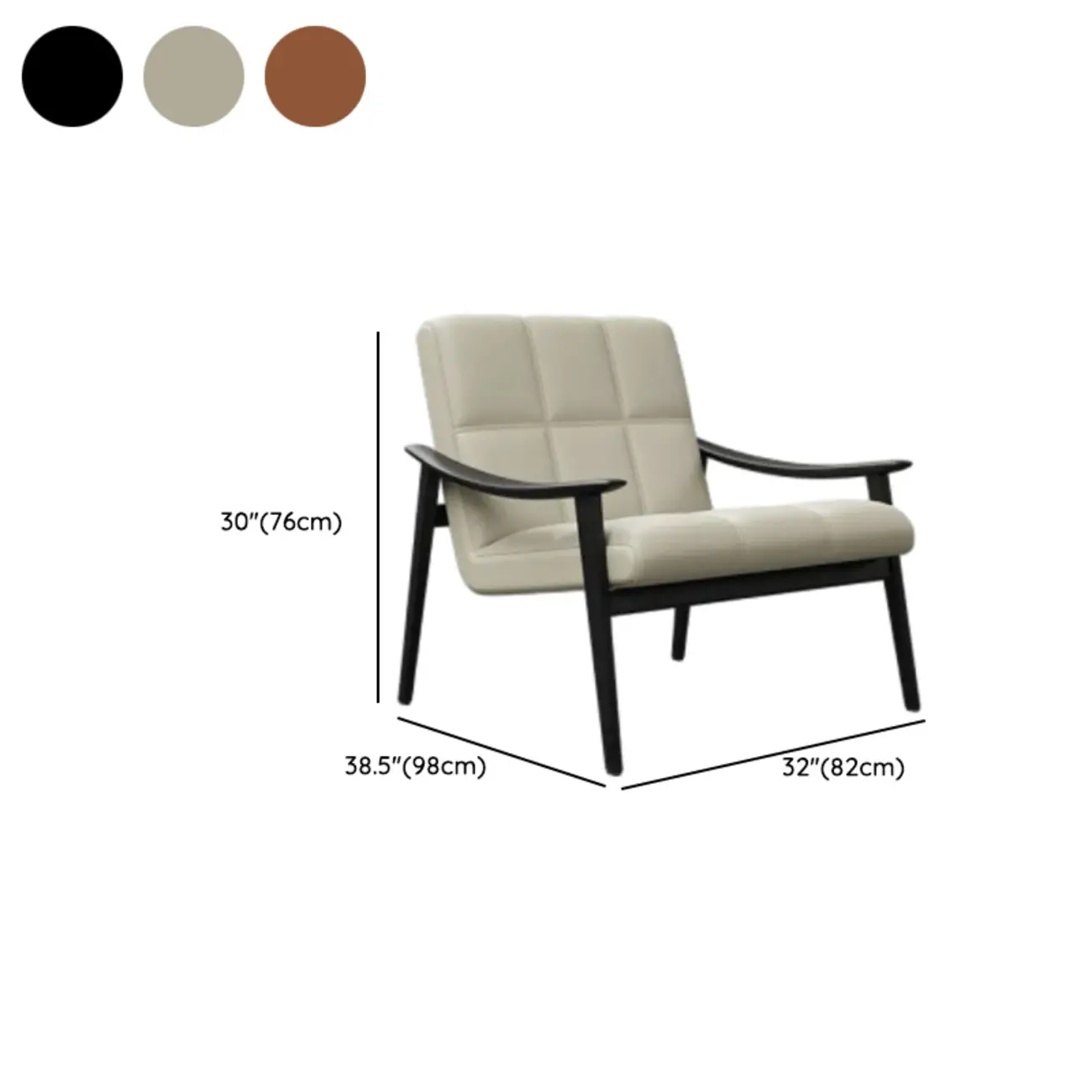 Elegant Genuine/Nappa Leather Mid-Back Accent Chair #size | homeyfad