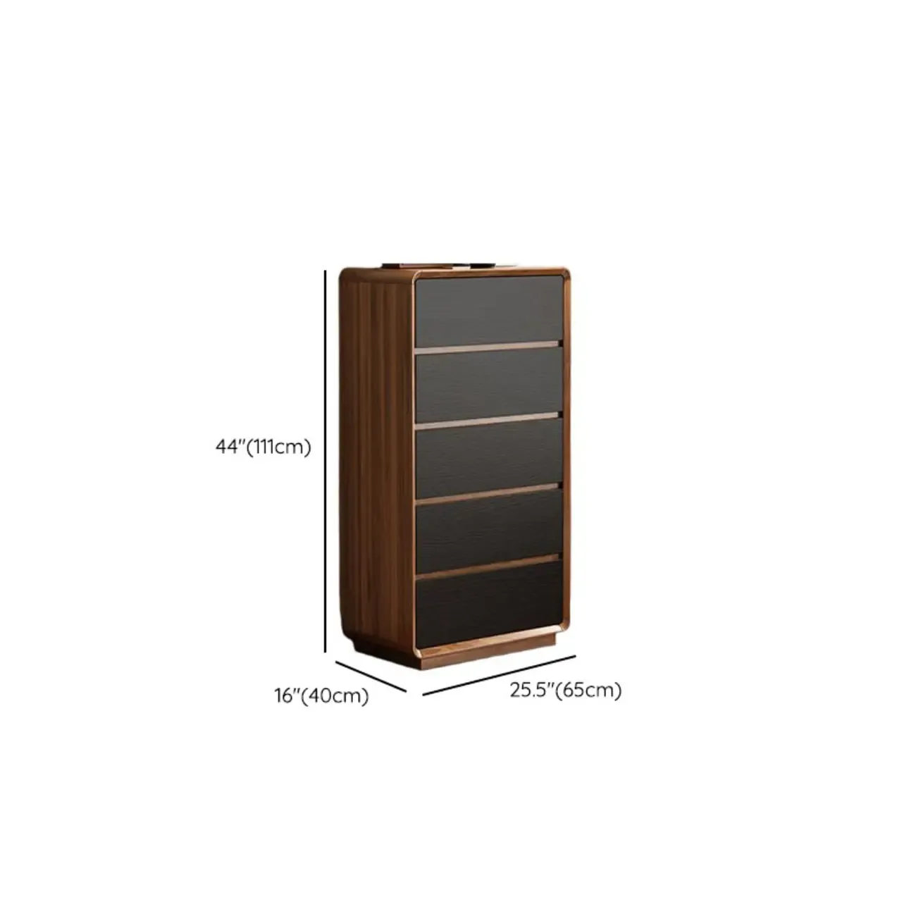 Minimalist Multi-drawer Black Wood Horizonal Dresser #size