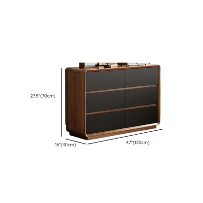 Minimalist Multi-drawer Black Wood Horizonal Dresser Image - 14