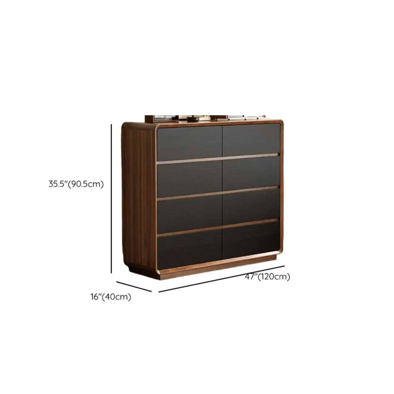 Minimalist Multi-drawer Black Wood Horizonal Dresser Image - 16