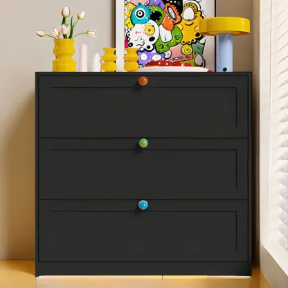 Black Modern Metal Vertical Bachelor Chest for Bedroom Image - 2