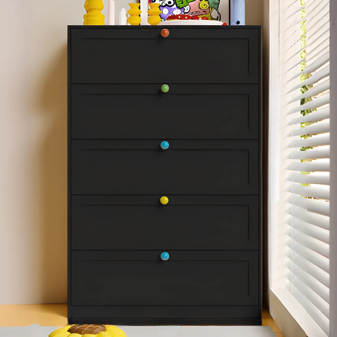 Black Modern Metal Vertical Bachelor Chest for Bedroom Image - 3 | homeyfad