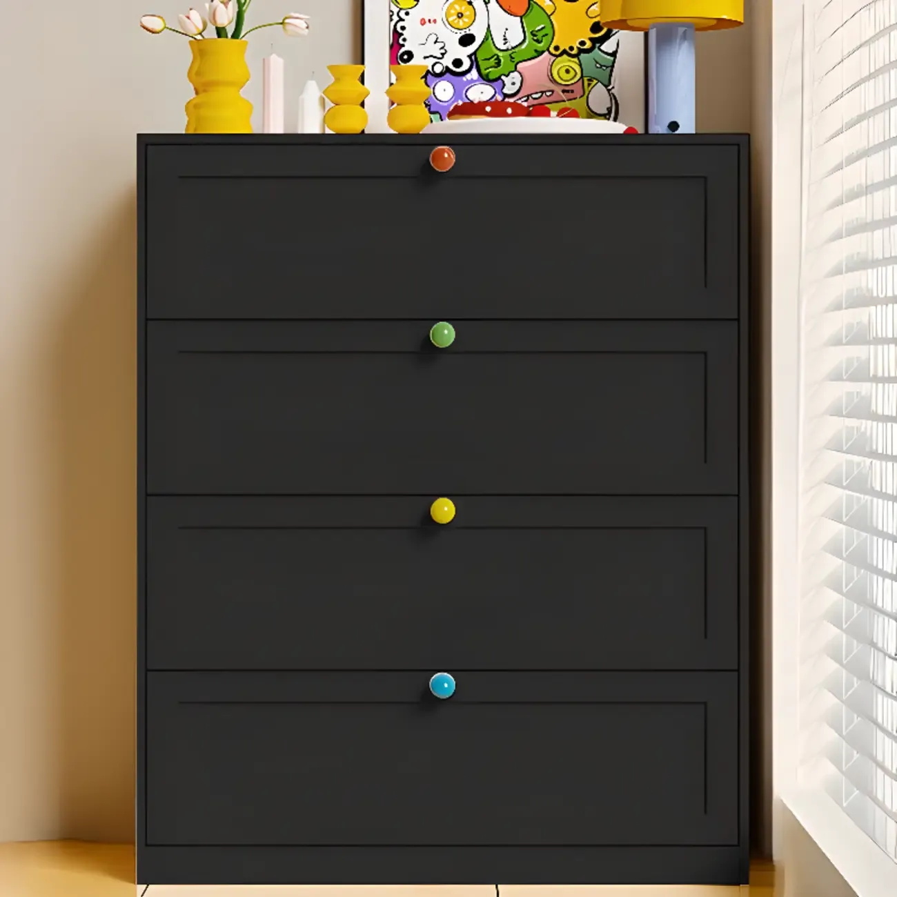 Black Modern Metal Vertical Bachelor Chest for Bedroom Image - 11