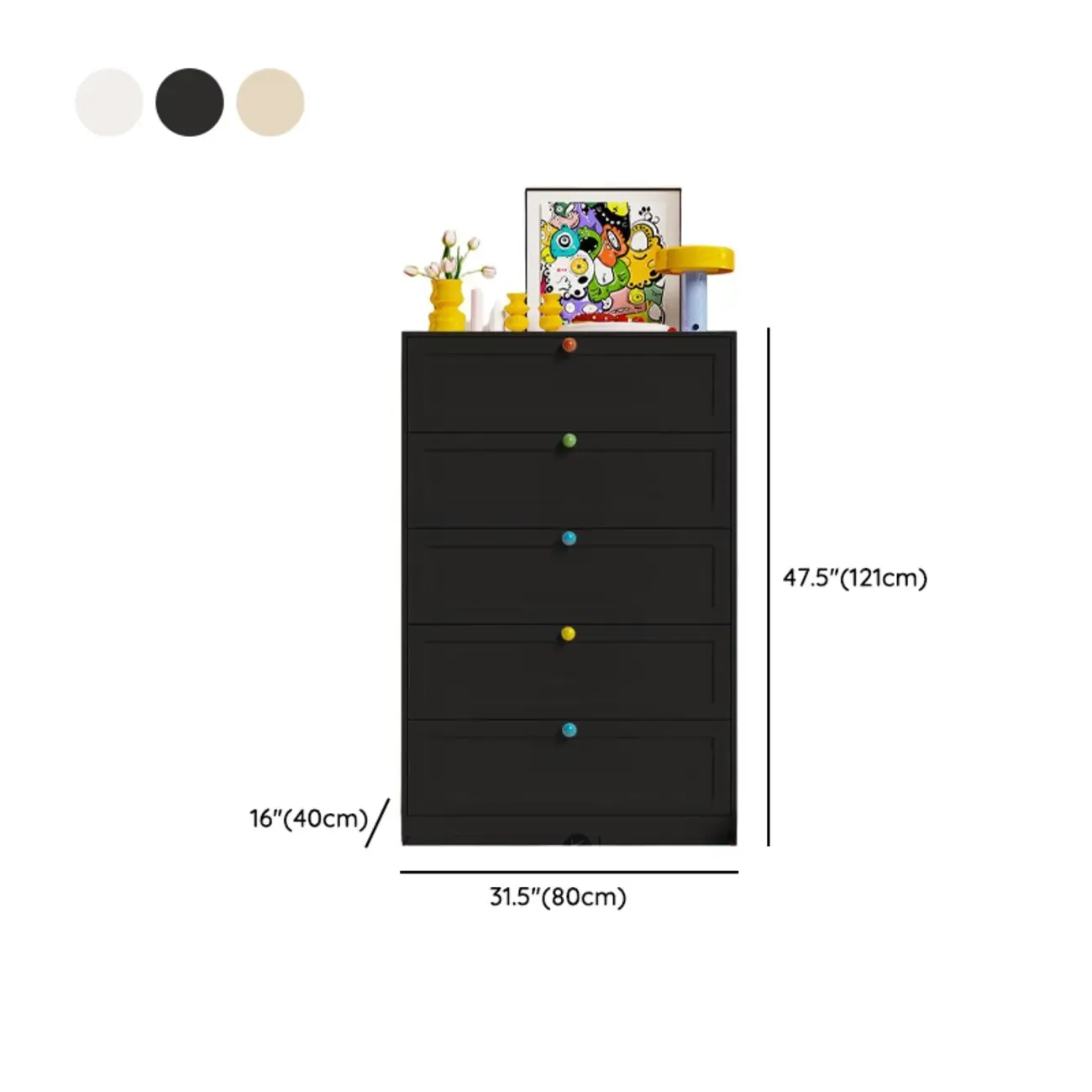 Black Modern Metal Vertical Bachelor Chest for Bedroom Image - 15