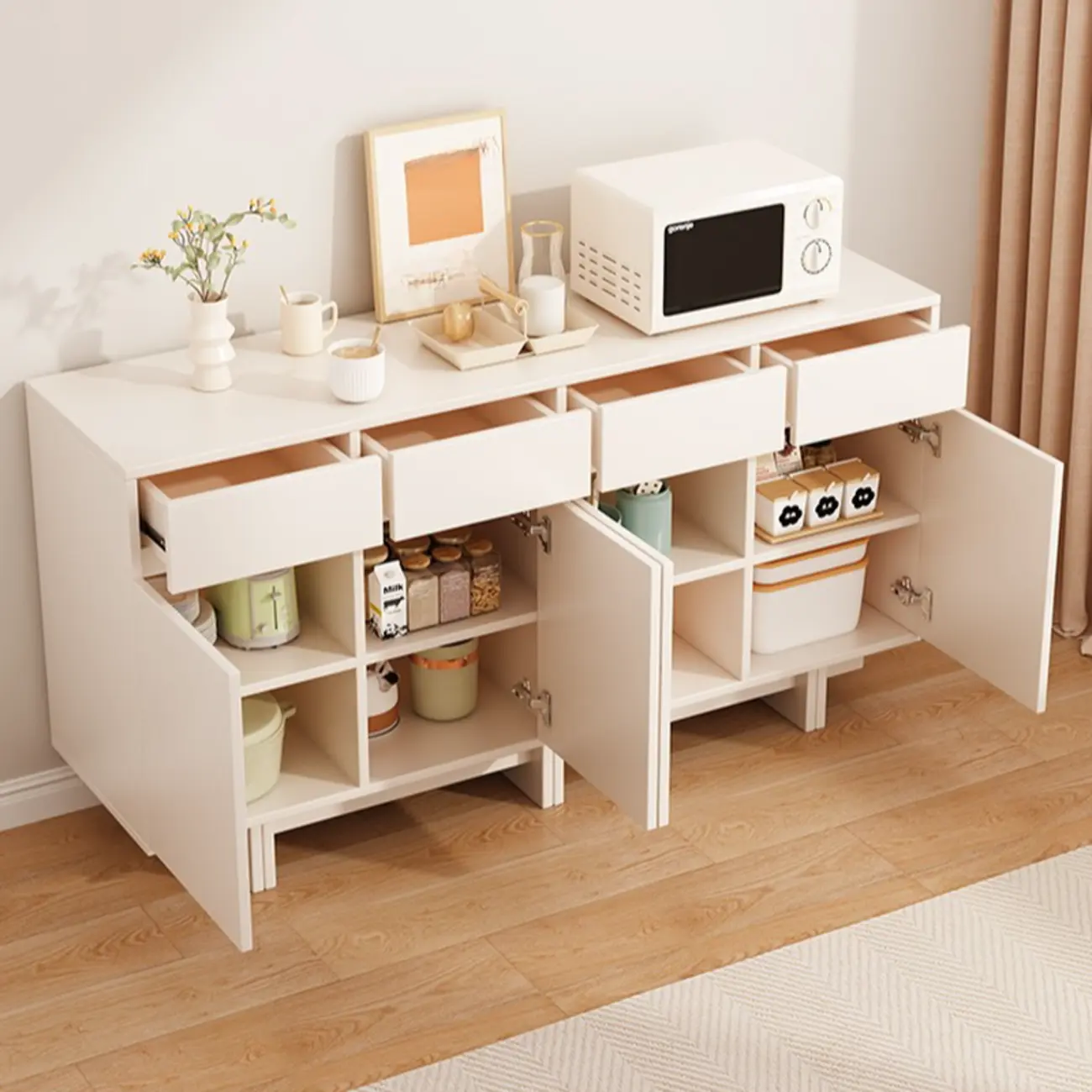 Modern Wood Sideboard with Adjustable Storage Image - 14 | homeyfad