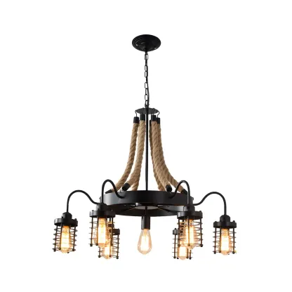 Black Rope Industrial Metal Vintage Chandelier Light