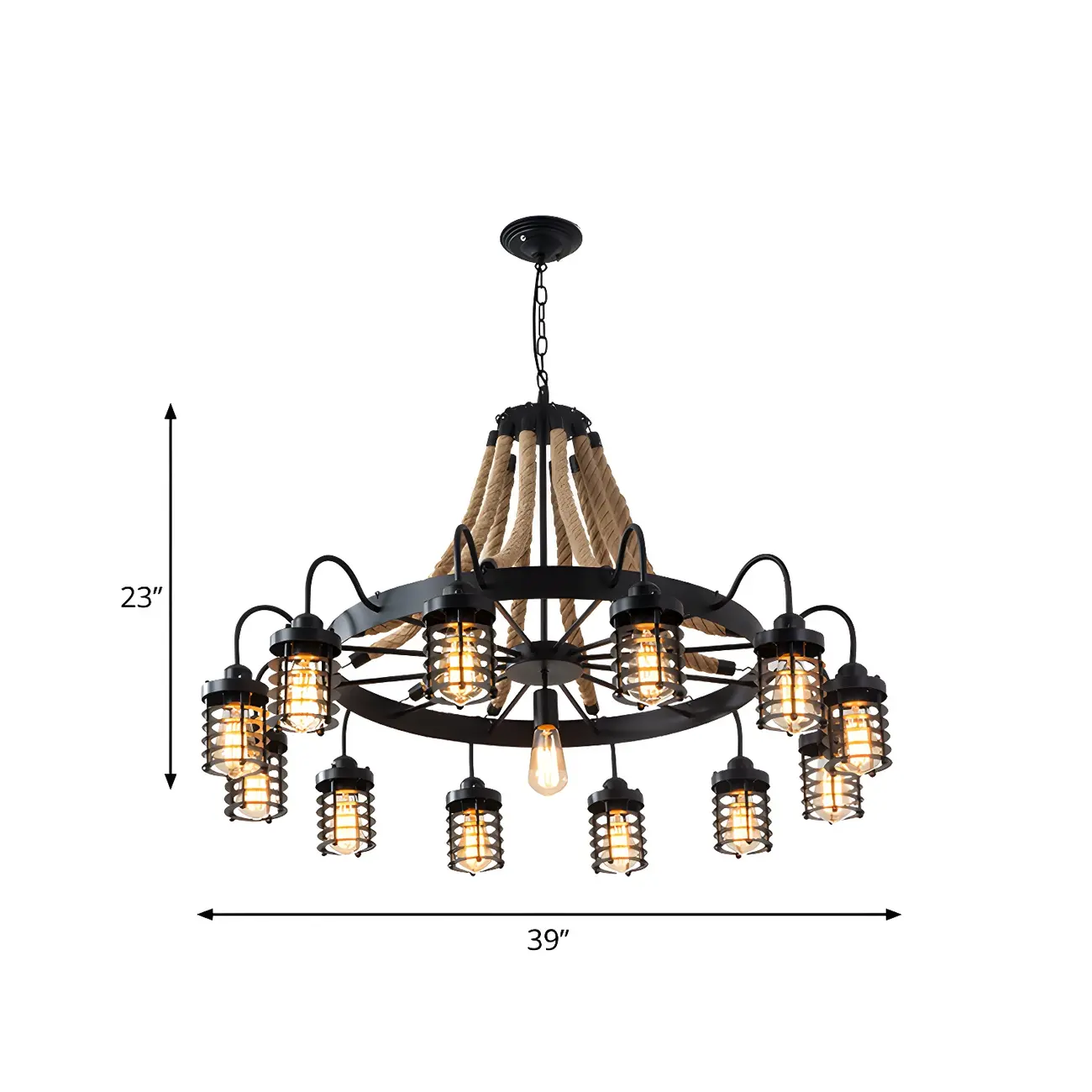 Black Rope Industrial Metal Vintage Chandelier Light | homeyfad