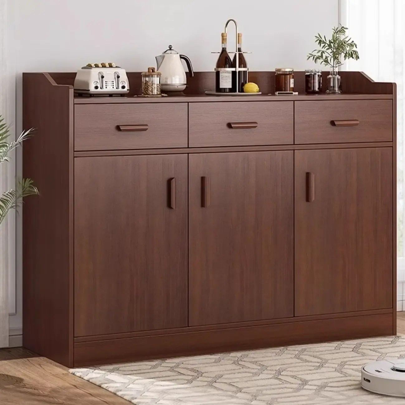 Modern Narrow Wood Sideboard Multiple Drawers Cabinets Image - 1