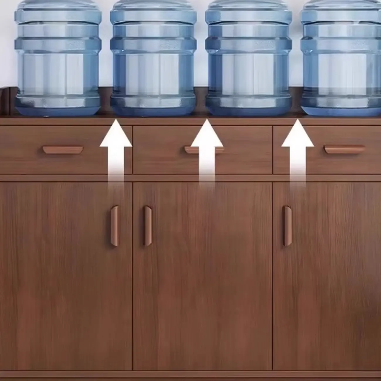 Modern Narrow Wood Sideboard Multiple Drawers Cabinets Image - 3