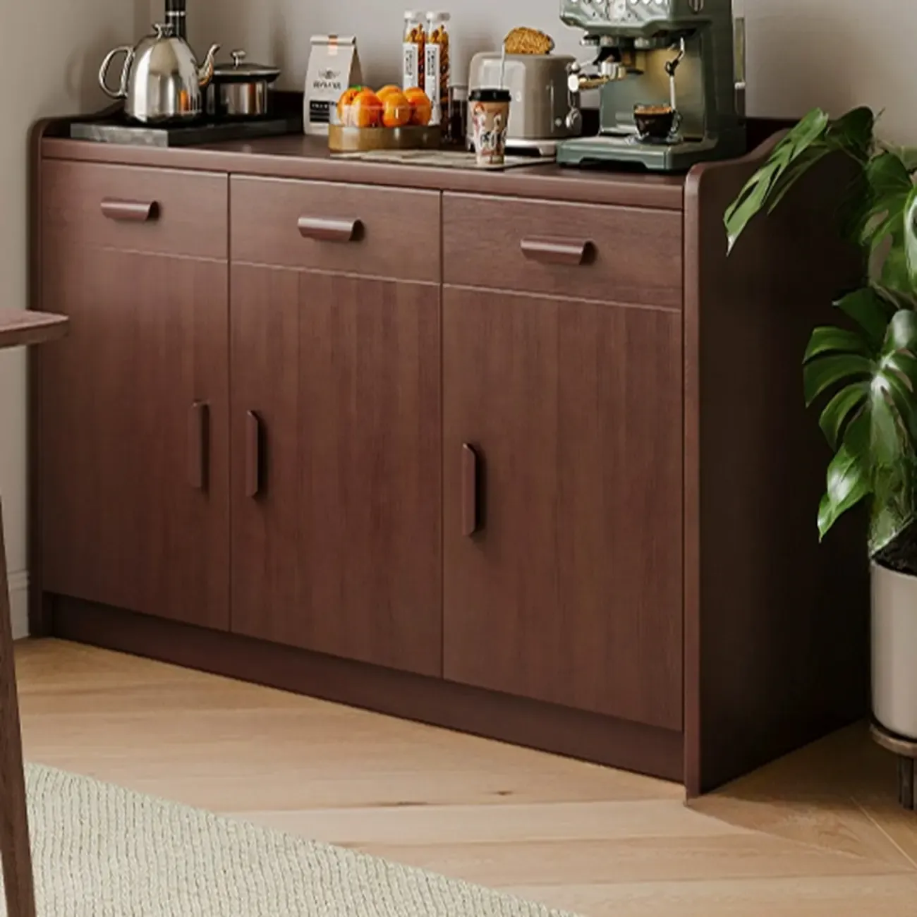 Modern Narrow Wood Sideboard Multiple Drawers Cabinets Image - 8
