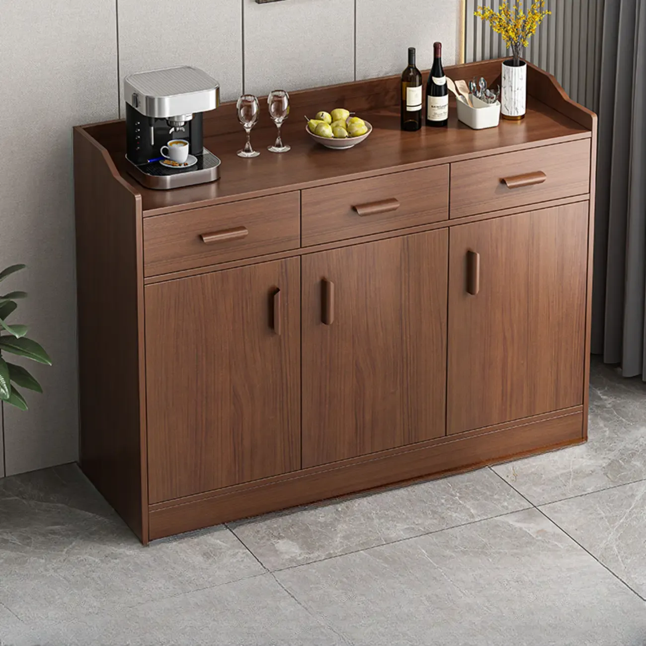 Modern Narrow Wood Sideboard Multiple Drawers Cabinets Image - 21