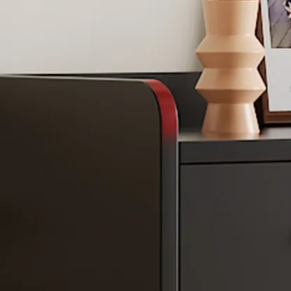 Modern Wood Sideboard with Woven Doors and Storage Image - 13