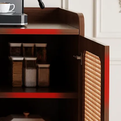 Modern Wood Sideboard with Woven Doors and Storage Image - 14